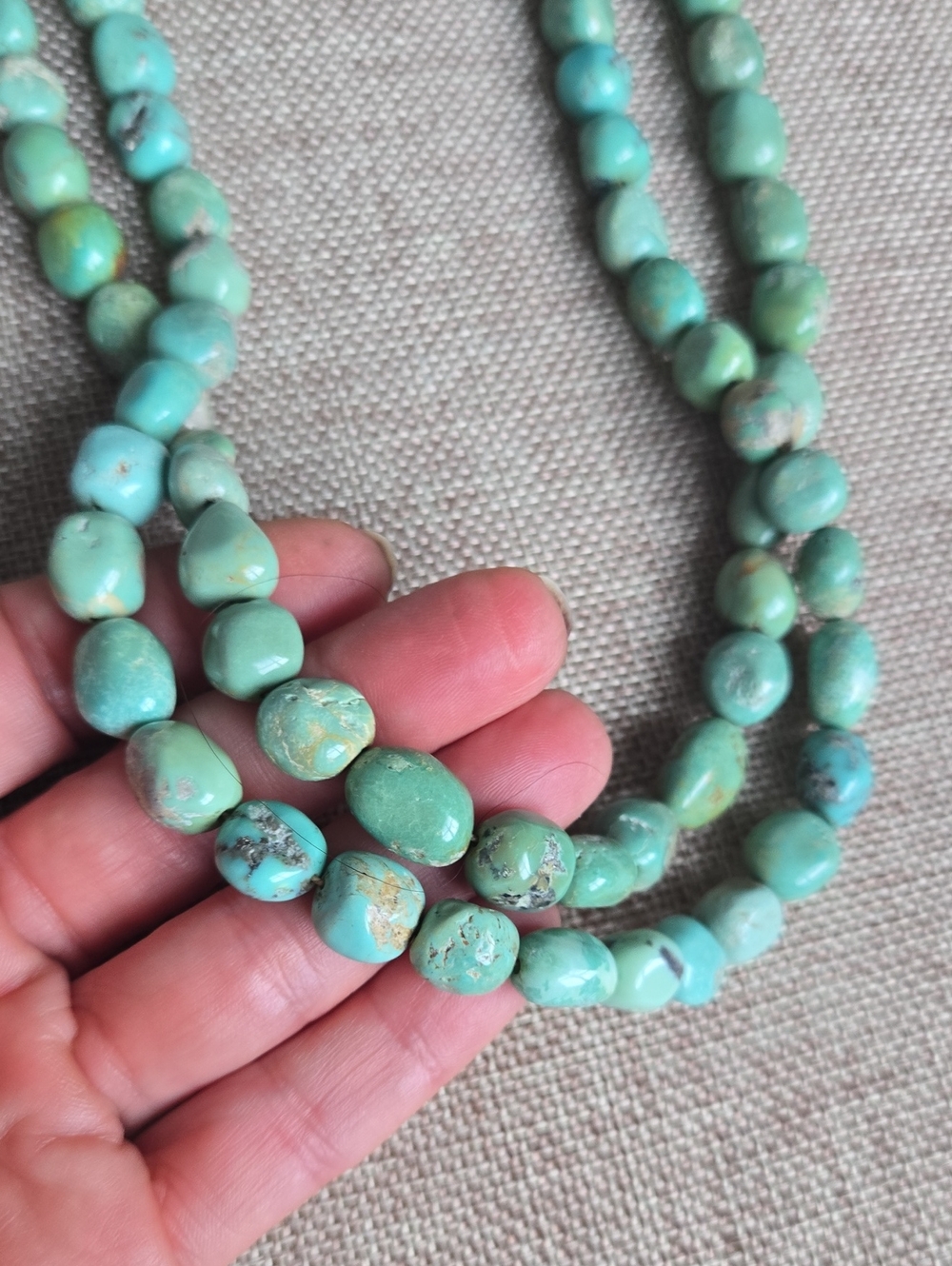 Vintage Double Strand Turquoise Beaded Nugget Necklace - Women Jewelry